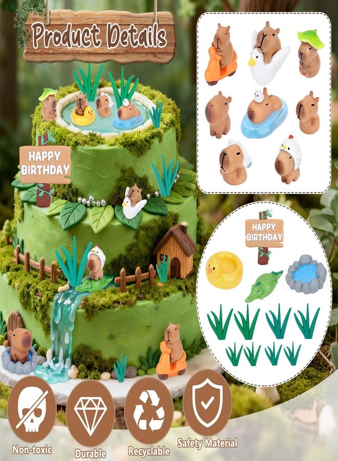 Meetory capybara cake topper - 13 PCS capybara birthday decorations, Mini Blowfish Party Supplies Capybara Birthday Party Supplies - Image 3